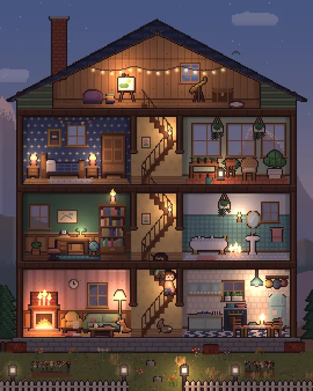 The house at sunrise.